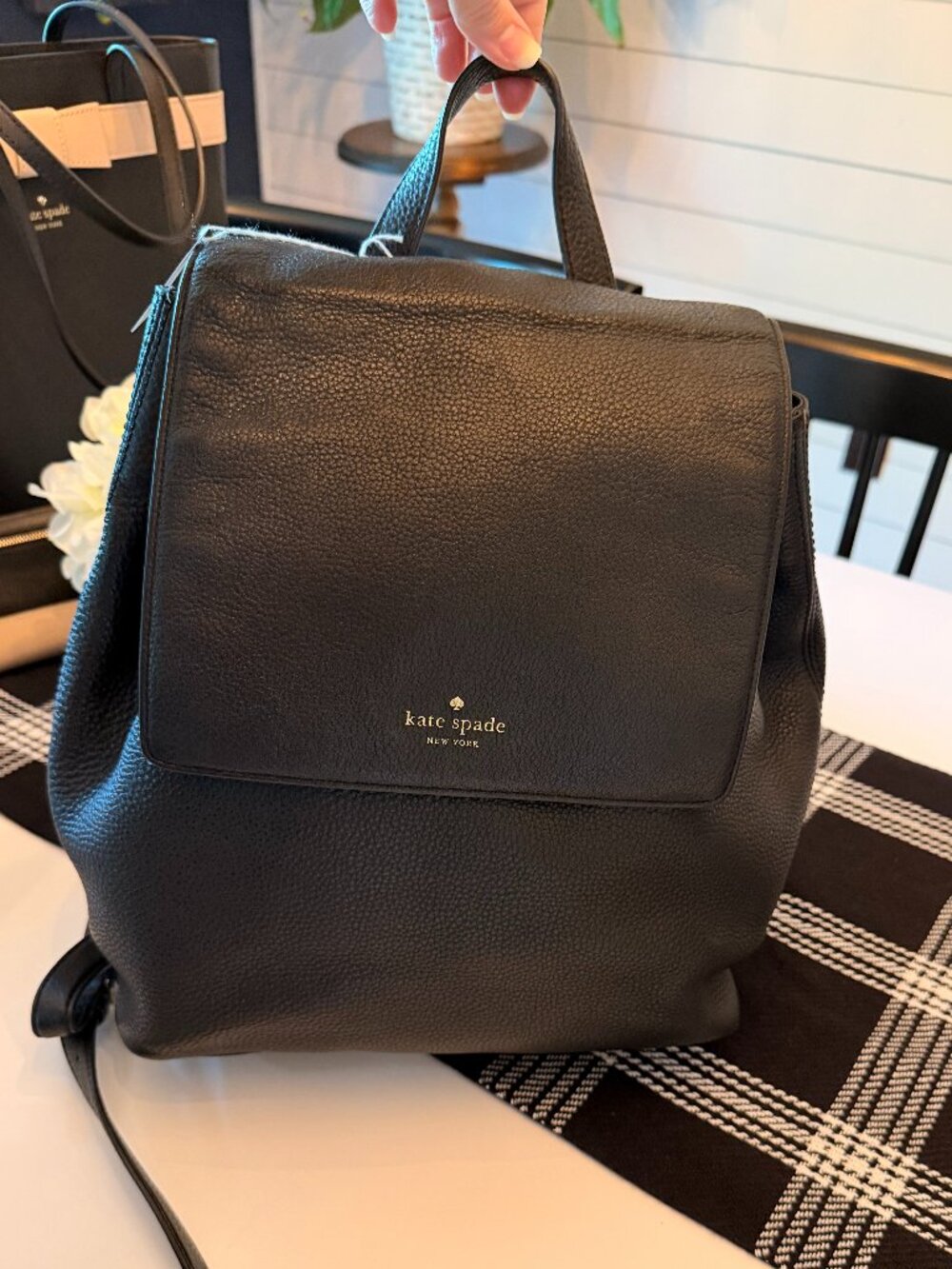 Kate Spade Black Leather Backpack